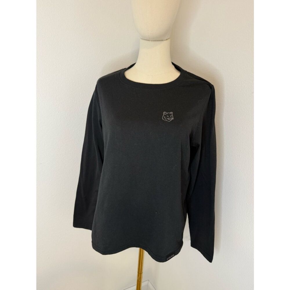 MAISON KITSUNÉ Black Crewneck Tee with Subtle Branding - size L